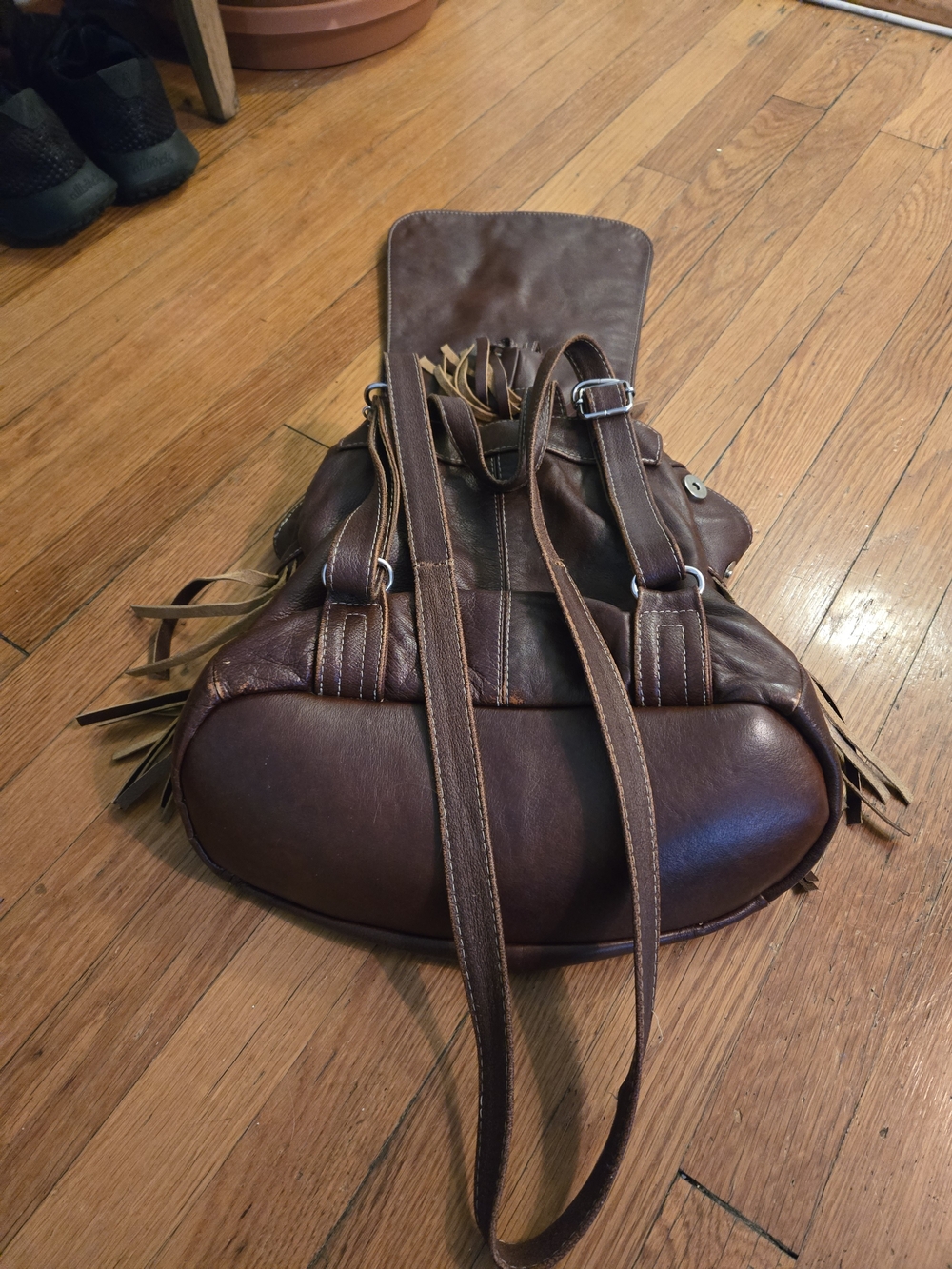 Dark Brown Leather Fringe Shoulder Bag - Unbranded - Picture 2 of 3